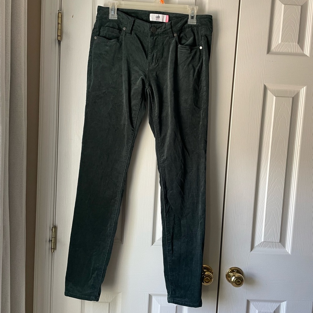 CAbi Skinny Cords. Forest Green. Size 6. Style # 3743